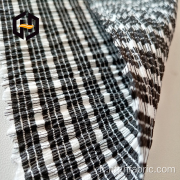 Tissu crêpe tissé spandex polyester blanc noir